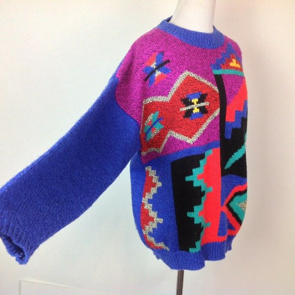 Vintage Le Moda Sweater Geometric 80’s 90’s Womens Small - Picture 2 of 5